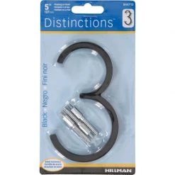 Hillman Distinctions 5 in. Black Steel Screw-On Number 3 1 pc