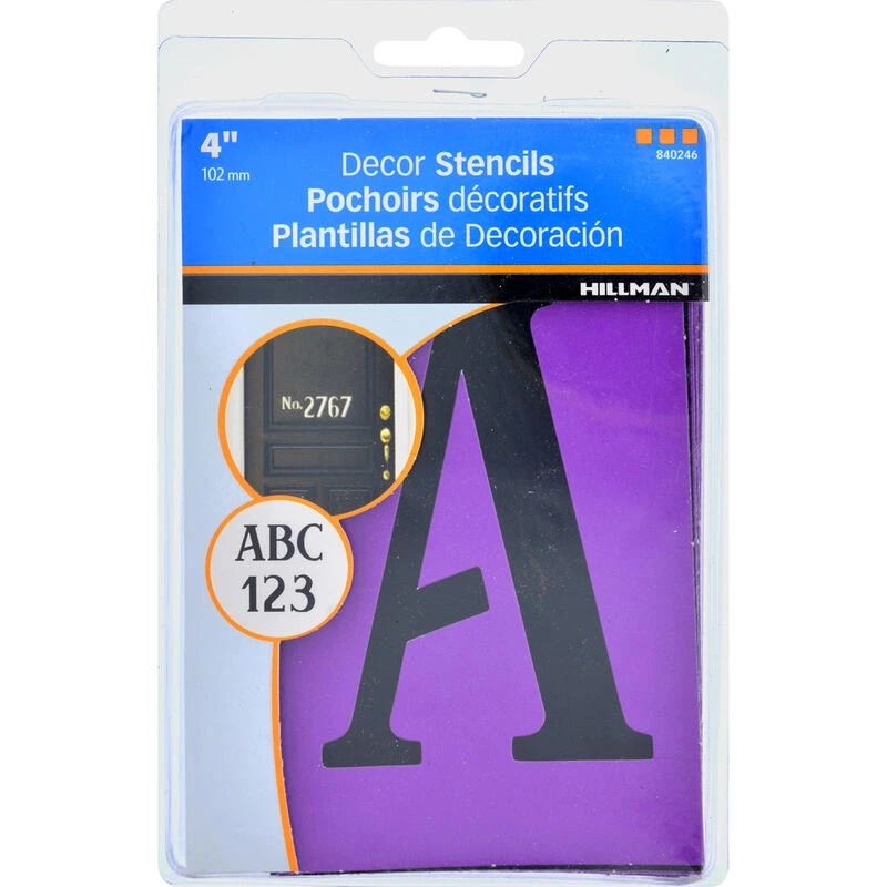 Hillman 4 in. Card Stock Serif Stencil Set 38 pk 1 Hillman 4 in. Card Stock Serif Stencil Set 38 pk