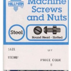Hillman No. 8-32 X 1-1/2 in. L Slotted Round Head Zinc-Plated Steel Machine Screws 8 pk