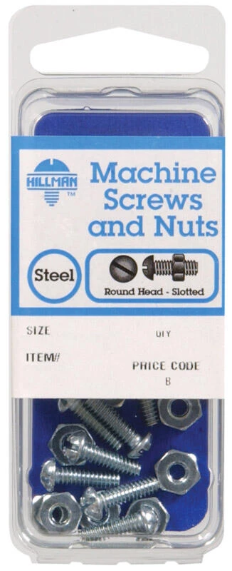 Hillman No. 8-32 X 1-1/2 in. L Slotted Round Head Zinc-Plated Steel Machine Screws 8 pk 1 Hillman No. 8-32 X 1-1/2 in. L Slotted Round Head Zinc-Plated Steel Machine Screws 8 pk