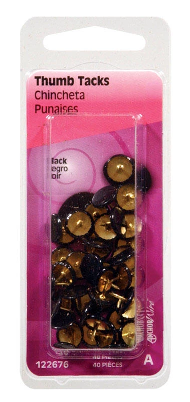 Hillman Black Push Pins 40 pk 1 Hillman Black Push Pins 40 pk