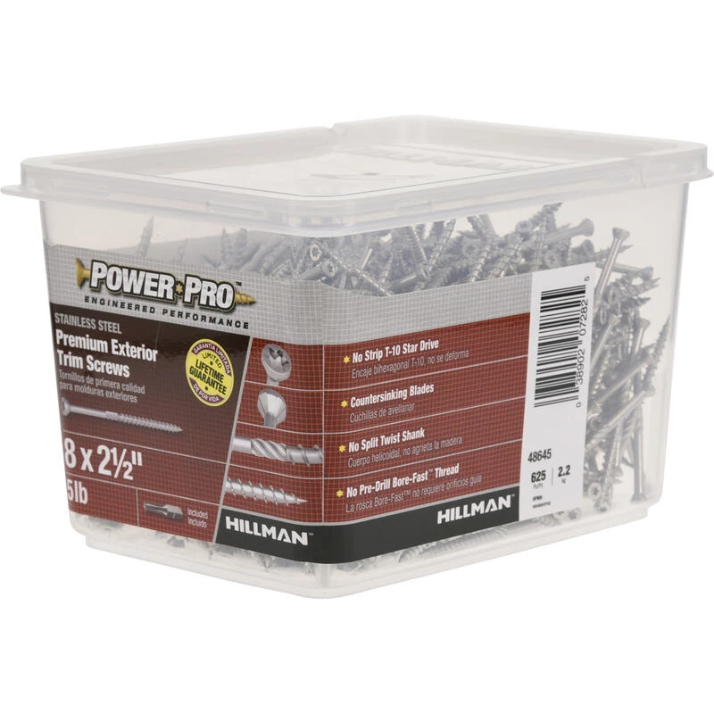 Hillman Power Pro No. 8 X 2-1/2 in. L Star Trim Head Premium Deck Screws 5 lb 625 pk 5 Hillman Power Pro No. 8 X 2-1/2 in. L Star Trim Head Premium Deck Screws 5 lb 625 pk - Image 5