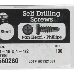 Hillman No. 8-18 X 1-1/2 in. L Phillips Pan Head Self- Drilling Screws 100 pk