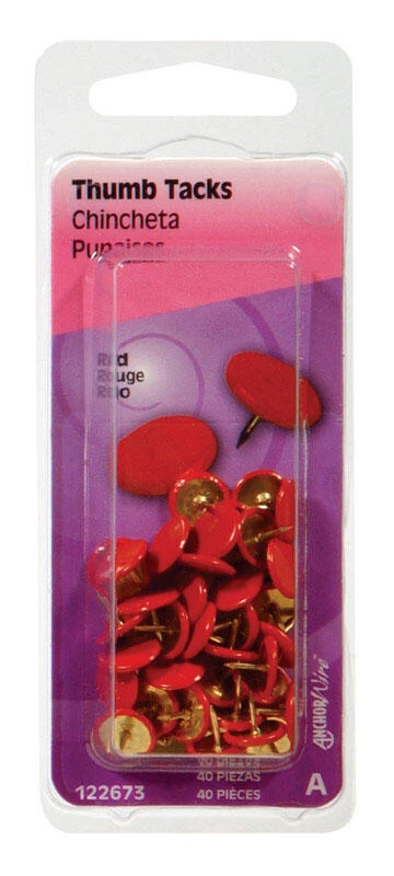 Hillman Red Push Pins 40 pk 1 Hillman Red Push Pins 40 pk