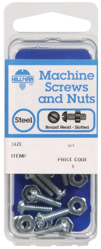 Hillman No. 8-32 X 3/4 in. L Slotted Round Head Zinc-Plated Steel Machine Screws 10 pk 1 Hillman No. 8-32 X 3/4 in. L Slotted Round Head Zinc-Plated Steel Machine Screws 10 pk