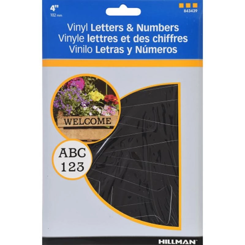 Hillman 4 in. Black Vinyl Self-Adhesive Letter and Number Set 0-9, A-Z 88 pc 1 Hillman 4 in. Black Vinyl Self-Adhesive Letter and Number Set 0-9, A-Z 88 pc