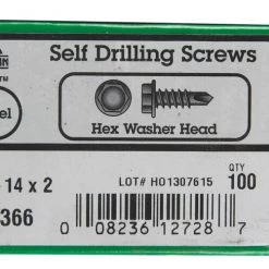 Hillman No. 12-14 X 2 in. L Hex Hex Washer Head Sheet Metal Screws 100 pk