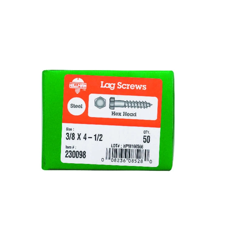 Hillman 3/8 in. X 4-1/2 in. L Hex Zinc-Plated Steel Lag Screw 50 pk 2 Hillman 3/8 in. X 4-1/2 in. L Hex Zinc-Plated Steel Lag Screw 50 pk - Image 2