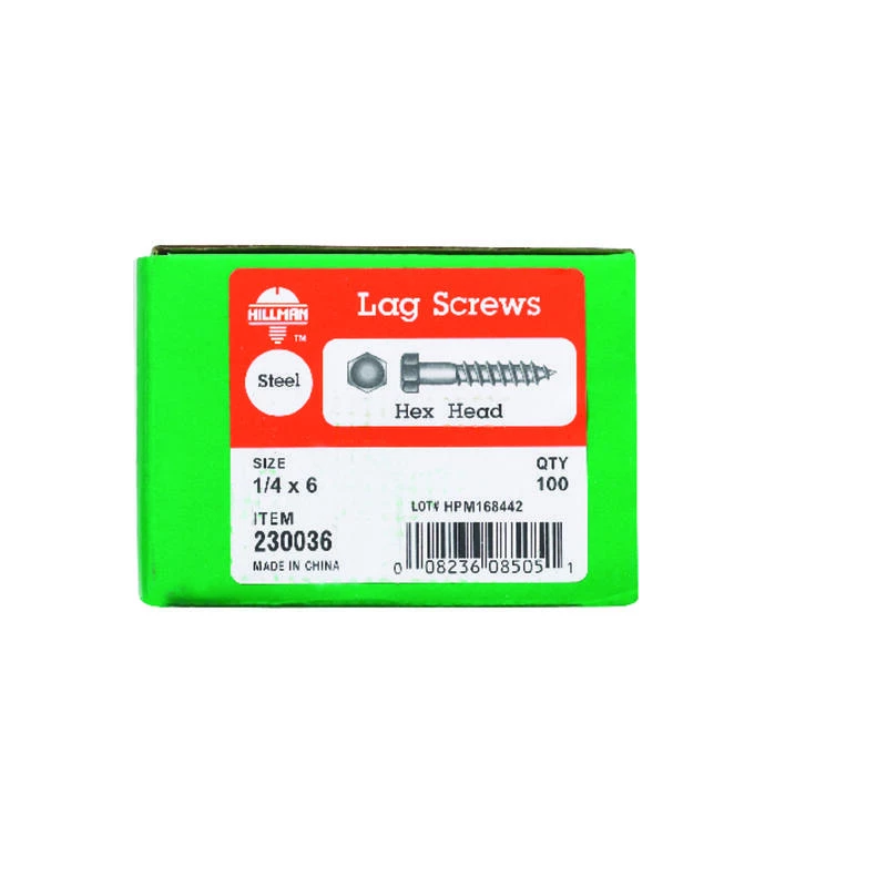 Hillman 1/4 in. X 6 in. L Hex Zinc-Plated Steel Lag Screw 100 pk 2 Hillman 1/4 in. X 6 in. L Hex Zinc-Plated Steel Lag Screw 100 pk - Image 2