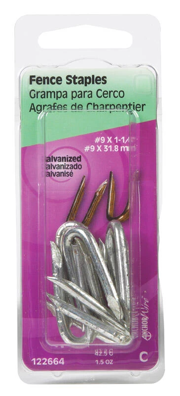 Hillman 1/4 in. W X 1-1/4 in. L Galvanized Steel Fence Staples 9 Ga. 1-1/2 oz 1 Hillman 1/4 in. W X 1-1/4 in. L Galvanized Steel Fence Staples 9 Ga. 1-1/2 oz