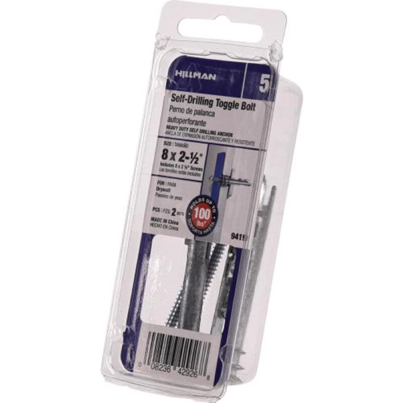 Hillman .138 in. D X 2 in. L Zinc Pan Head Zip Toggle Anchors 2 pk 1 Hillman .138 in. D X 2 in. L Zinc Pan Head Zip Toggle Anchors 2 pk