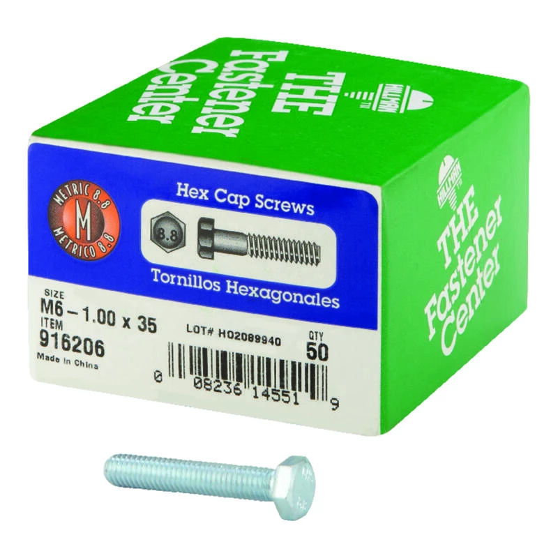 Hillman M6-1.00 mm D X 35 mm L Heat Treated Steel Hex Head Cap Screw 50 pk 1 Hillman M6-1.00 mm D X 35 mm L Heat Treated Steel Hex Head Cap Screw 50 pk