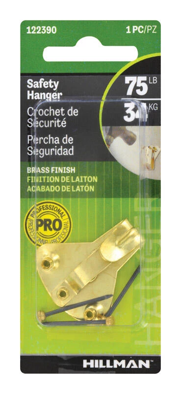 Hillman AnchorWire Brass-Plated Silver Safety Picture Hanger 75 lb 1 pk 2 Hillman AnchorWire Brass-Plated Silver Safety Picture Hanger 75 lb 1 pk - Image 2