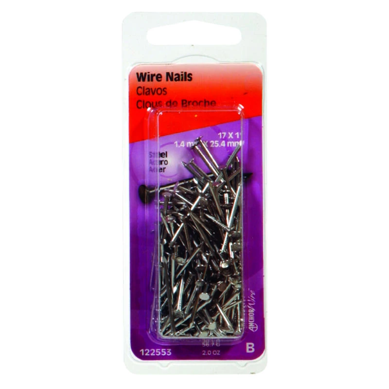 Hillman 17 Ga. X 1 in. L Bright Steel Wire Nails 1 pk 2 oz 1 Hillman 17 Ga. X 1 in. L Bright Steel Wire Nails 1 pk 2 oz