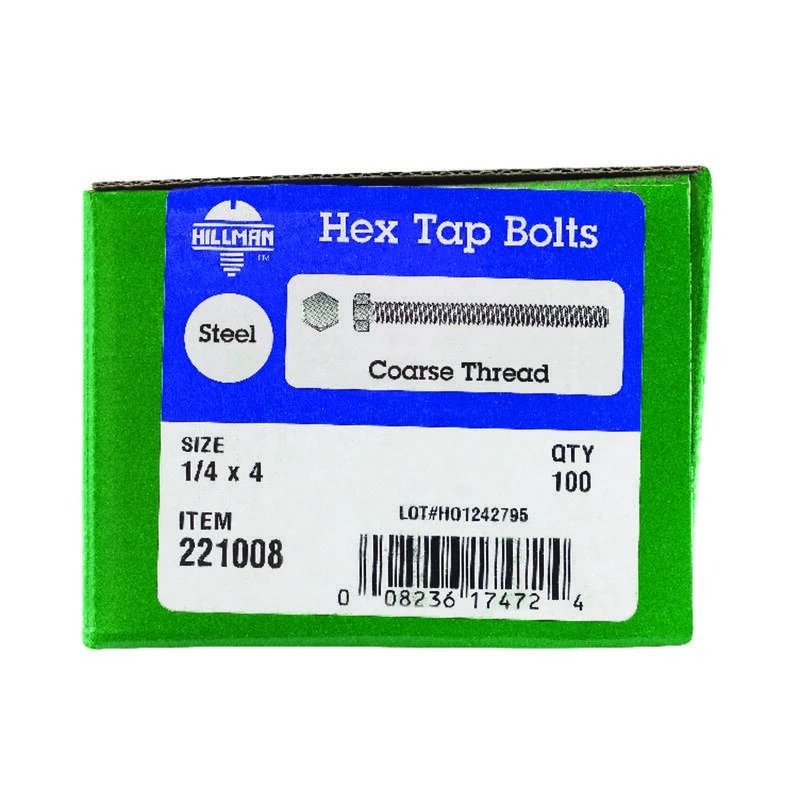 Hillman 1/4 in. D X 4 in. L Zinc Plated Steel Hex Tap Bolt 100 pk 2 Hillman 1/4 in. D X 4 in. L Zinc Plated Steel Hex Tap Bolt 100 pk - Image 2