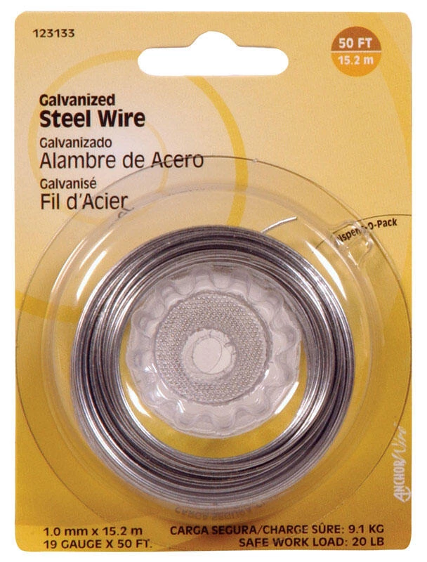 Hillman 50 ft. L Galvanized Steel 19 Ga. Wire 1 Hillman 50 ft. L Galvanized Steel 19 Ga. Wire