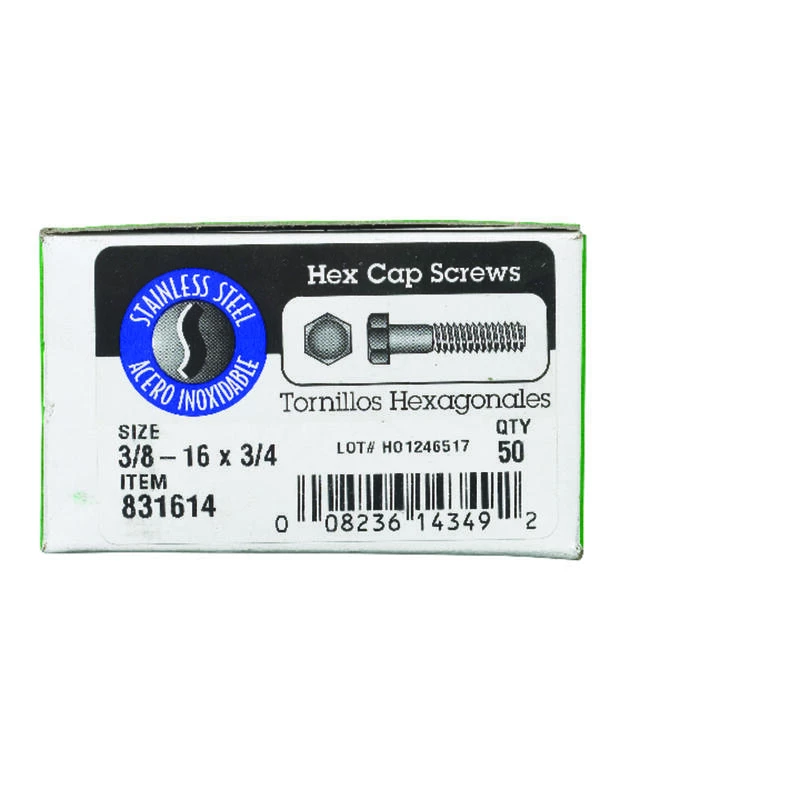 Hillman 3/8-16 in. D X 3/4 in. L Stainless Steel Hex Head Cap Screw 50 pk 2 Hillman 3/8-16 in. D X 3/4 in. L Stainless Steel Hex Head Cap Screw 50 pk - Image 2