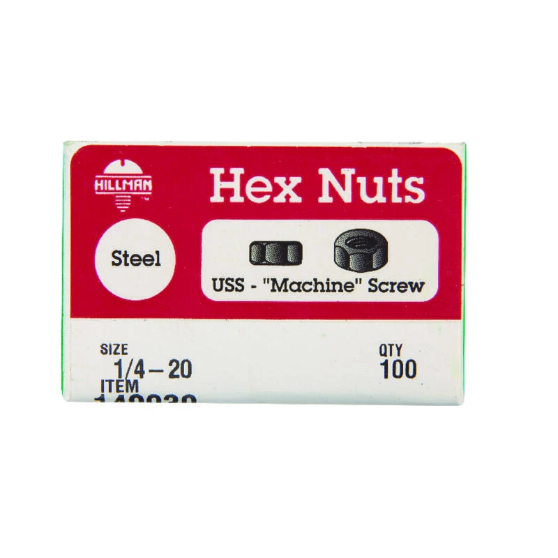 Hillman 1/4 in. Zinc-Plated Steel SAE Screw Nut 100 pk 2 Hillman 1/4 in. Zinc-Plated Steel SAE Screw Nut 100 pk - Image 2