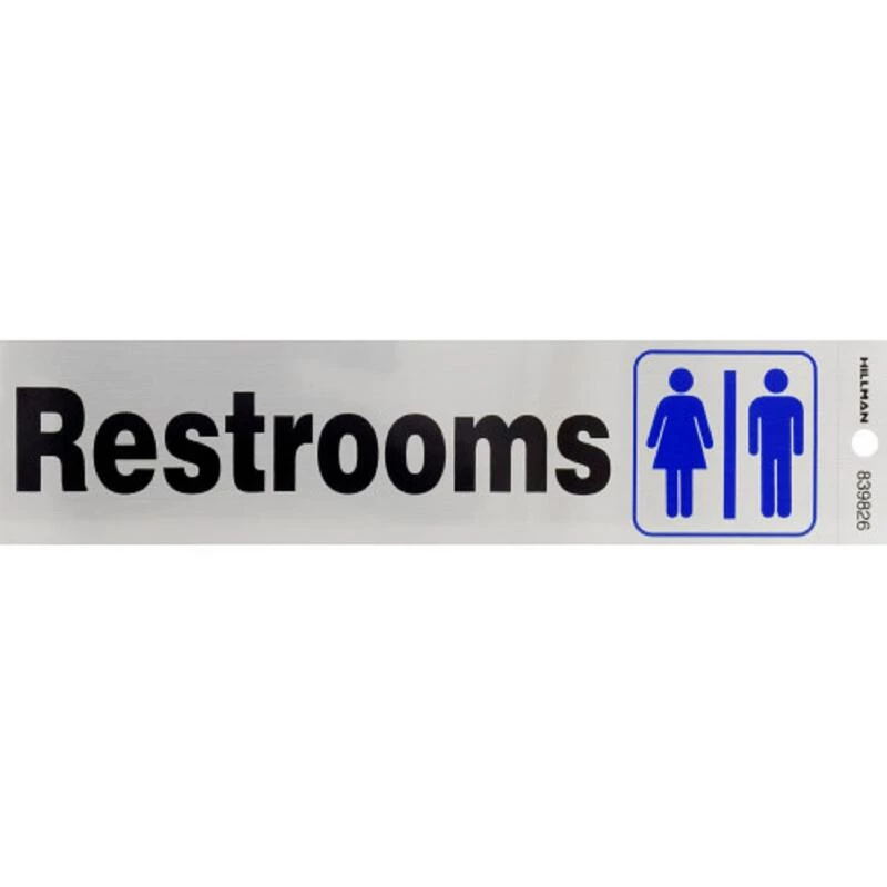 Hillman English Silver Restroom Decal 2 in. H X 8 in. W 1 Hillman English Silver Restroom Decal 2 in. H X 8 in. W
