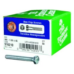 Hillman M6-1.00 mm D X 45 mm L Heat Treated Steel Hex Head Cap Screw 50 pk