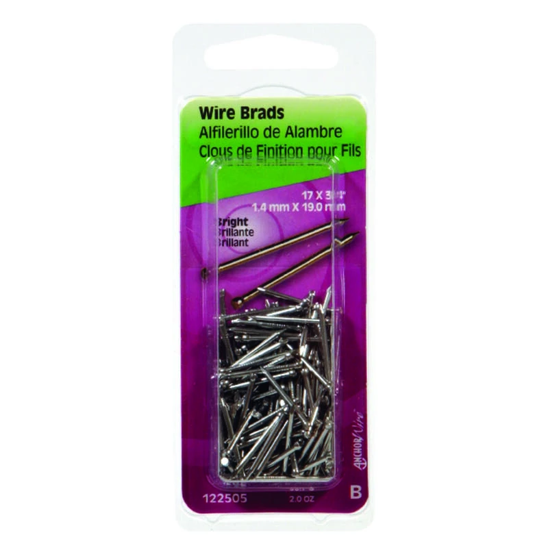 Hillman 17 Ga. X 3/4 in. L Bright Steel Brad Nails 1 pk 2 oz 1 Hillman 17 Ga. X 3/4 in. L Bright Steel Brad Nails 1 pk 2 oz