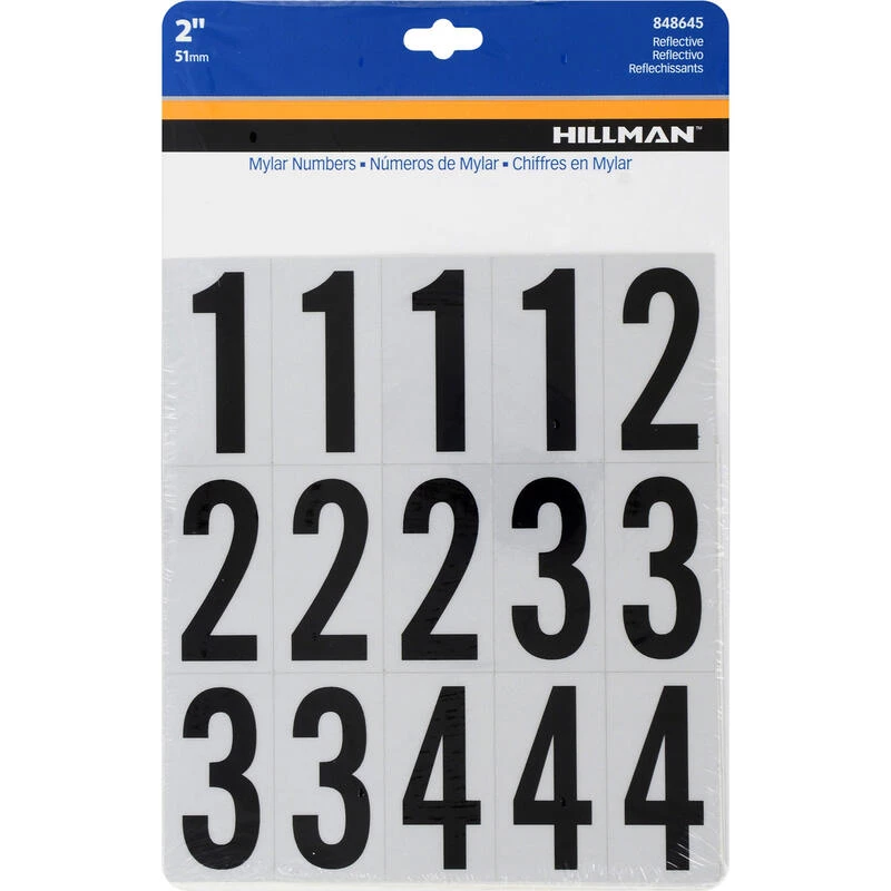 Hillman 2 in. Reflective Black Vinyl Self-Adhesive Number Set 0-9 35 pc 1 Hillman 2 in. Reflective Black Vinyl Self-Adhesive Number Set 0-9 35 pc