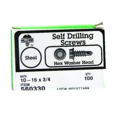 Hillman No. 10-16 X 3/4 in. L Hex Washer Head Self- Drilling Screws 100 pk