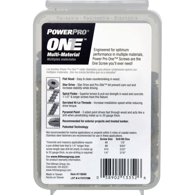 Hillman POWERPRO ONE No. 10 X 1-1/4 in. L Star Flat Head Multi-Material Screw 1 lb 133 pk 3 Hillman POWERPRO ONE No. 10 X 1-1/4 in. L Star Flat Head Multi-Material Screw 1 lb 133 pk - Image 3