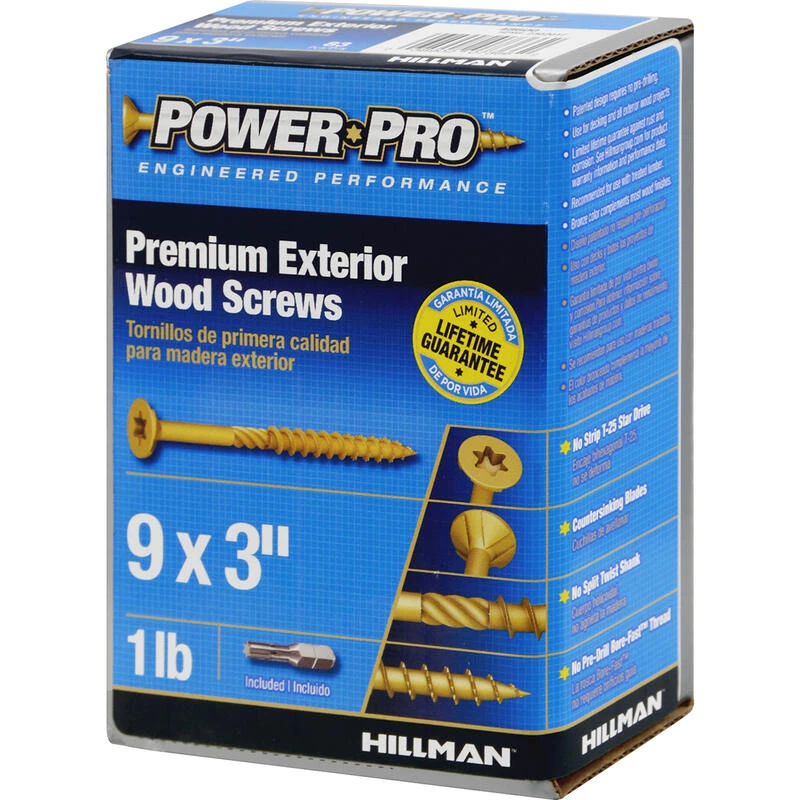 Hillman Power Pro No. 9 X 3 in. L Star Flat Head Premium Deck Screws 1 lb 83 pk 4 Hillman Power Pro No. 9 X 3 in. L Star Flat Head Premium Deck Screws 1 lb 83 pk - Image 4
