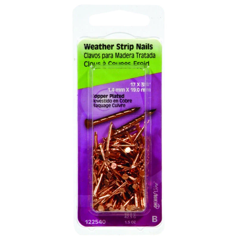 Hillman 3/4 in. Weatherstrip Copper Copper Nail Flat Head 1 Hillman 3/4 in. Weatherstrip Copper Copper Nail Flat Head