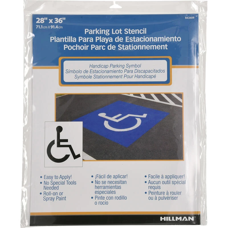 Hillman English White Handicap Parking Lot Stencil 36 in. H X 28 in. W 1 Hillman English White Handicap Parking Lot Stencil 36 in. H X 28 in. W