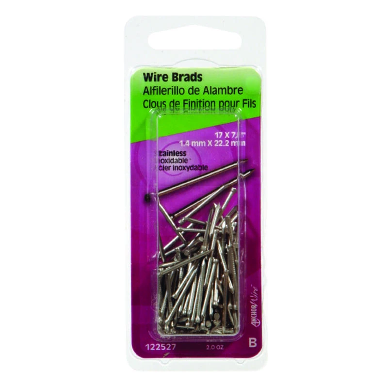 Hillman 17 Ga. X 7/8 in. L Stainless Steel Brad Nails 1 pk 2 oz 1 Hillman 17 Ga. X 7/8 in. L Stainless Steel Brad Nails 1 pk 2 oz