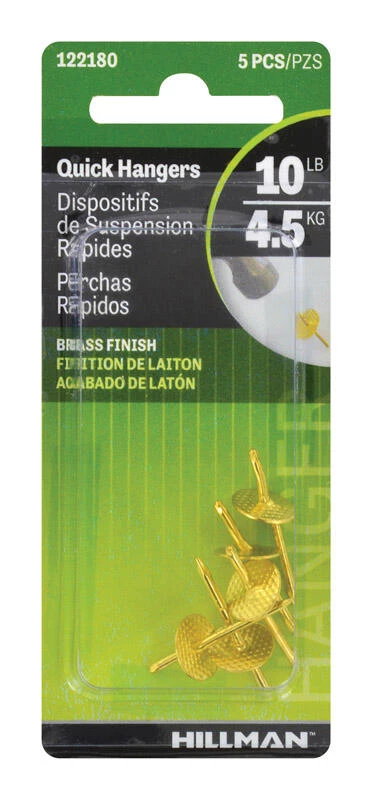 Hillman AnchorWire Brass-Plated One Piece Quick Hanger 10 lb 5 pk 2 Hillman AnchorWire Brass-Plated One Piece Quick Hanger 10 lb 5 pk - Image 2
