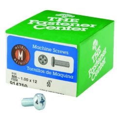 Hillman M6-1 X 12 in. L Phillips Pan Head Zinc-Plated Steel Metric Machine Screws 50 pk