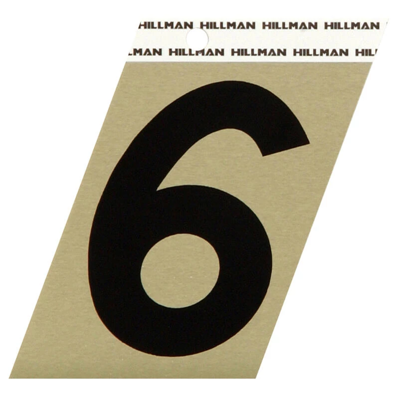 Hillman 3 in. Reflective Black Vinyl Self-Adhesive Number 6 1 pc 1 Hillman 3 in. Reflective Black Vinyl Self-Adhesive Number 6 1 pc