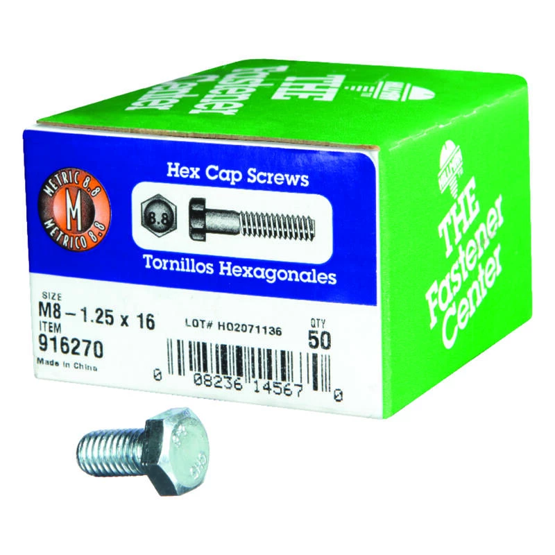 Hillman M8-1.25 mm D X 16 mm L Heat Treated Steel Hex Head Cap Screw 50 pk 1 Hillman M8-1.25 mm D X 16 mm L Heat Treated Steel Hex Head Cap Screw 50 pk