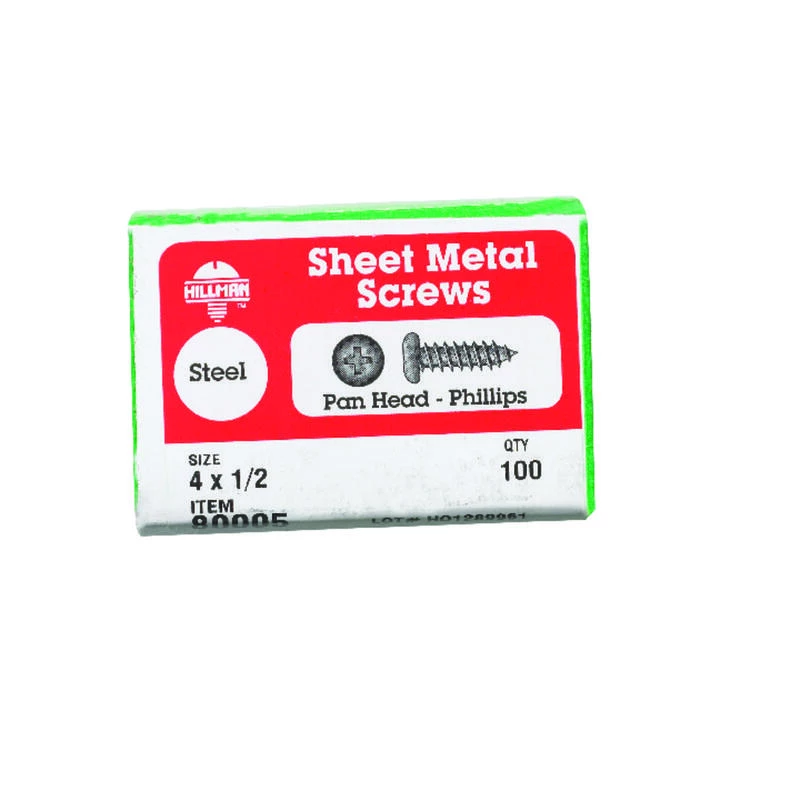 Hillman No. 4 X 1/2 in. L Phillips Pan Head Sheet Metal Screws 100 pk 2 Hillman No. 4 X 1/2 in. L Phillips Pan Head Sheet Metal Screws 100 pk - Image 2