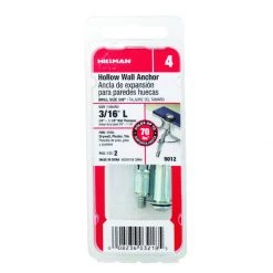 Hillman 3/16 in. D X 2 3/4 in. L Metal Round Head Hollow Wall Anchors 2 pk