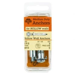 Hillman 1/4 in. D X 2 1/4 in. L Metal Pan Head Hollow Wall Anchors 2 pk