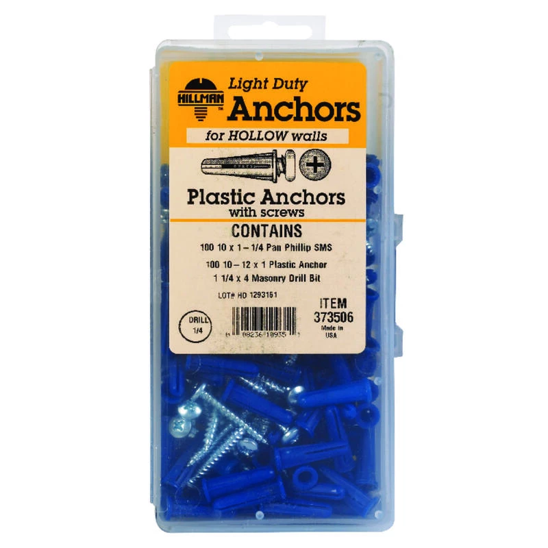 Hillman .19 in. D X 1 in. L Plastic Pan Head Conical Anchor Kit 201 pk 1 Hillman .19 in. D X 1 in. L Plastic Pan Head Conical Anchor Kit 201 pk