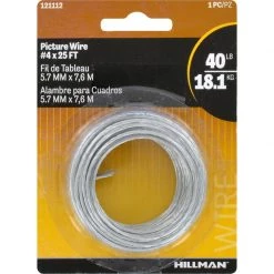 Hillman Steel-Plated Silver Braided Picture Wire 40 lb 1 pk
