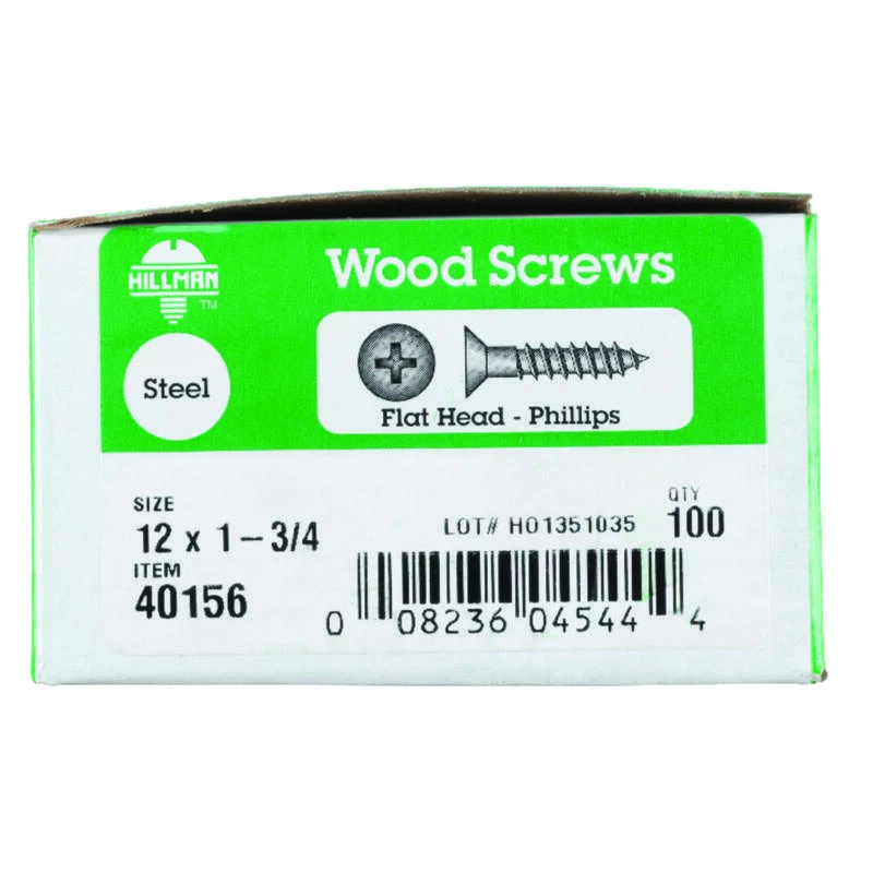 Hillman No. 12 X 1-3/4 in. L Phillips Zinc-Plated Wood Screws 100 pk 2 Hillman No. 12 X 1-3/4 in. L Phillips Zinc-Plated Wood Screws 100 pk - Image 2