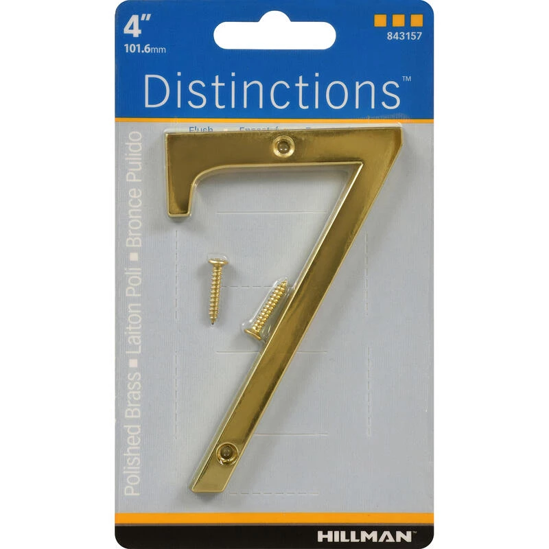 Hillman Distinctions 4 in. Gold Zinc Die-Cast Screw-On Number 7 1 pc 1 Hillman Distinctions 4 in. Gold Zinc Die-Cast Screw-On Number 7 1 pc