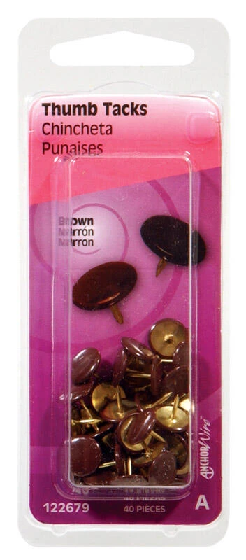 Hillman Brown Push Pins 40 pk 1 Hillman Brown Push Pins 40 pk
