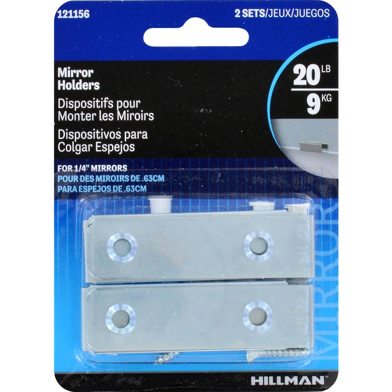 Hillman AnchorWire Silver Hidden Mirror Holder 20 lb 2 pk 1 Hillman AnchorWire Silver Hidden Mirror Holder 20 lb 2 pk