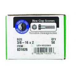 Hillman 3/8-16 in. D X 2 in. L Stainless Steel Hex Head Cap Screw 50 pk -Cheap HILLMAN Store b41ac17a fa6a 4c68 9a30 6c999aa23c0c