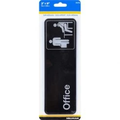 Hillman English Black Office Sign 3 in. H X 9 in. W