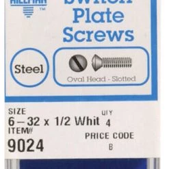 Hillman No. 6-32 X 1/2 in. L Slotted Oval Head Steel Machine Screws 4 pk