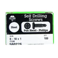 Hillman No. 8-18 X 1 in. L Phillips Pan Head Self- Drilling Screws 100 pk