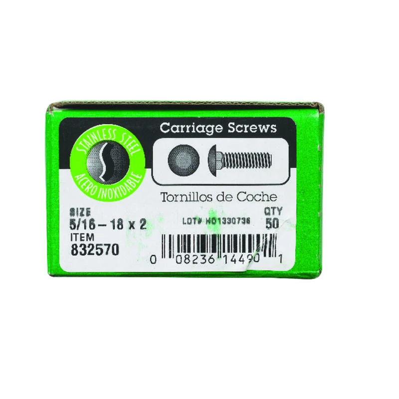 Hillman 5/16 in. X 2 in. L Stainless Steel Carriage Bolt 50 pk 2 Hillman 5/16 in. X 2 in. L Stainless Steel Carriage Bolt 50 pk - Image 2